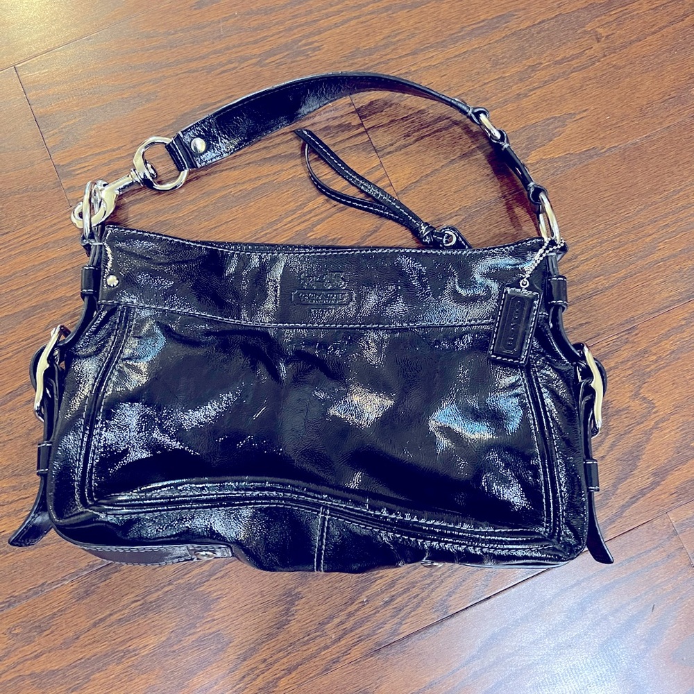 Coach Shoulder Bag, black patent leather